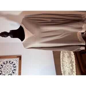 XXL Beige Crew Neck Pullover Sweater with Ribbed Trim